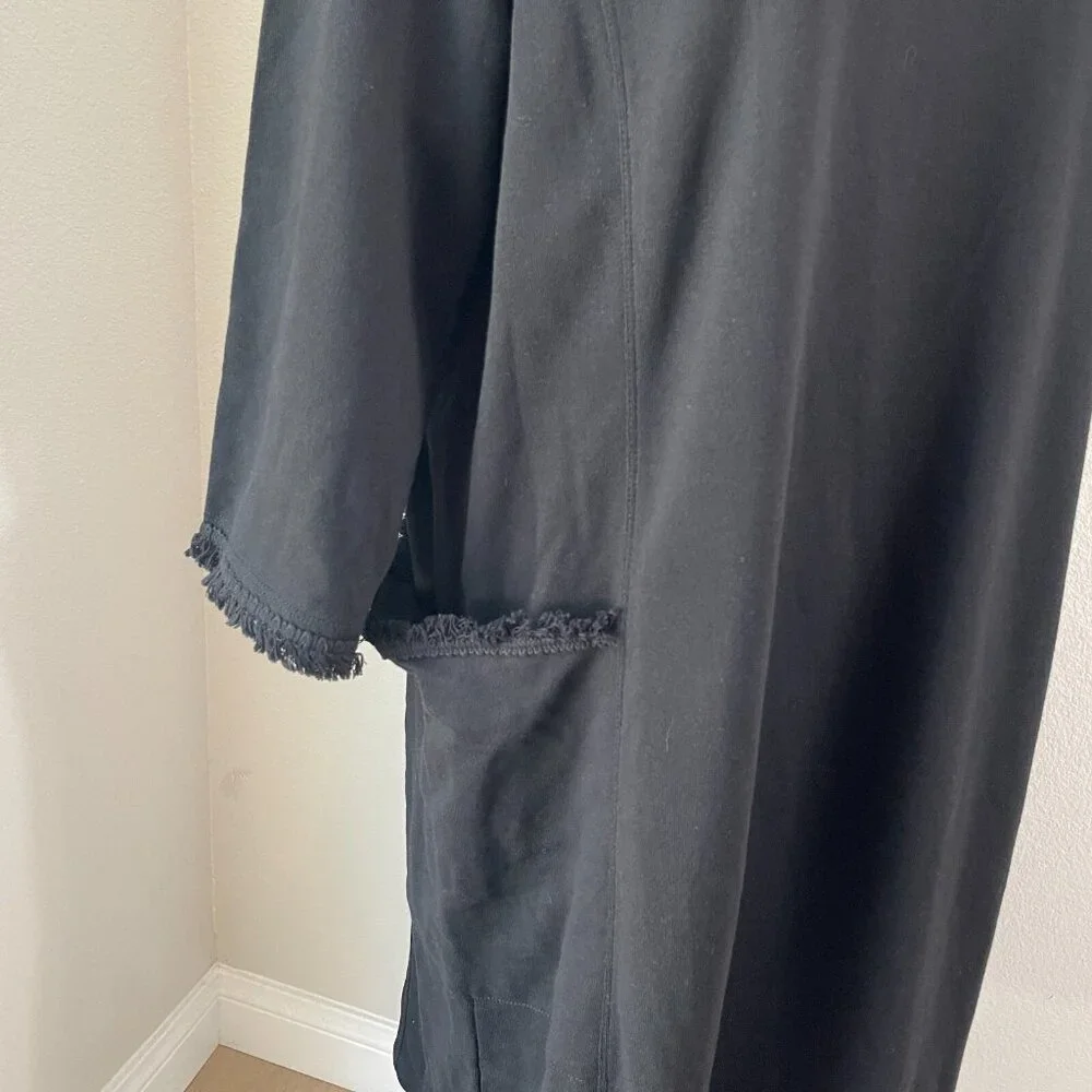 Susan Graver Weekend Womens Plus 1X Black Pocket Shirt Dress Casual Comfort - Picture 2 of 13